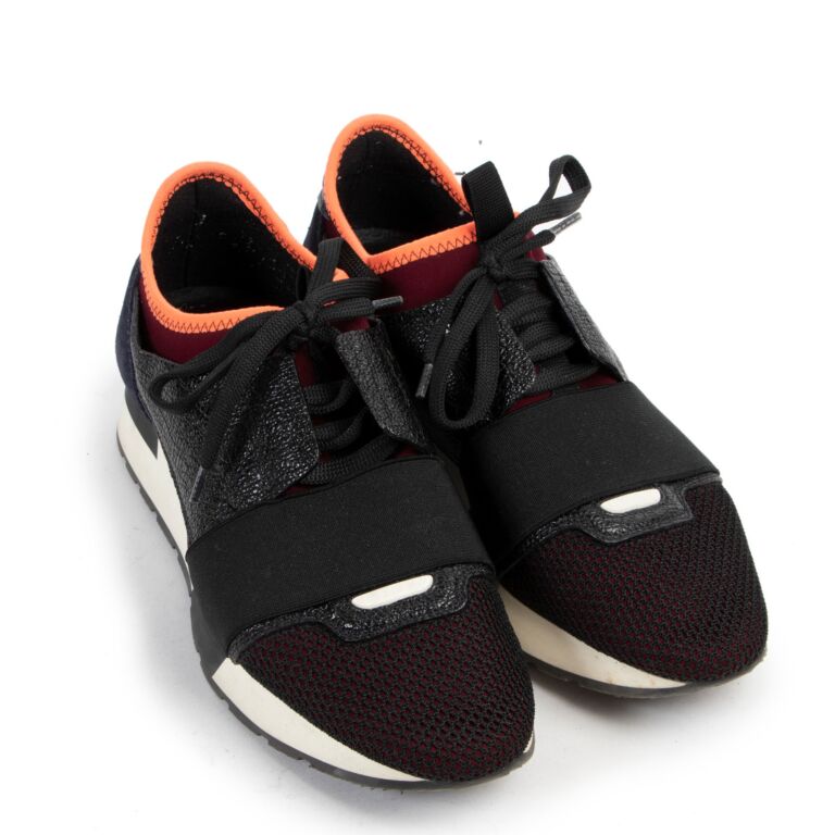 Balenciaga Tricolor Leather & Mesh Race Runner Sneakers