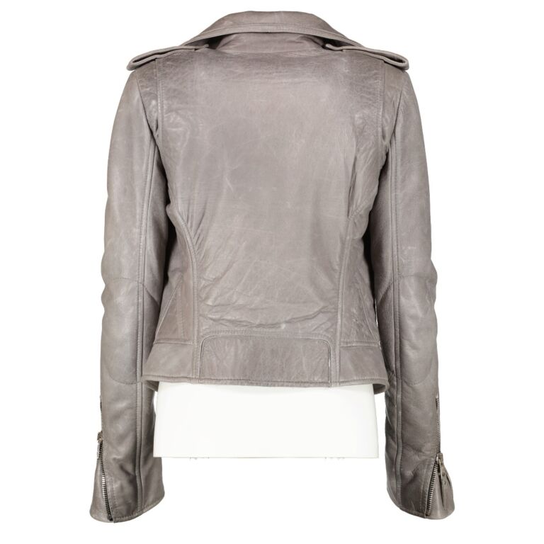 Balenciaga grey leather jacket outlet