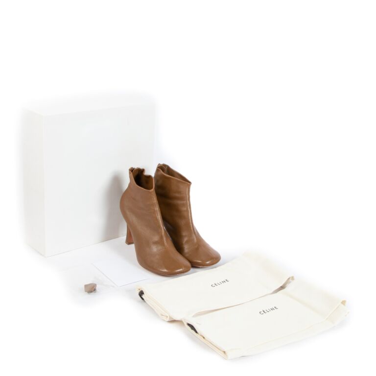 Celine Camel Leather Glove Ankle Boots size 38 Labellov