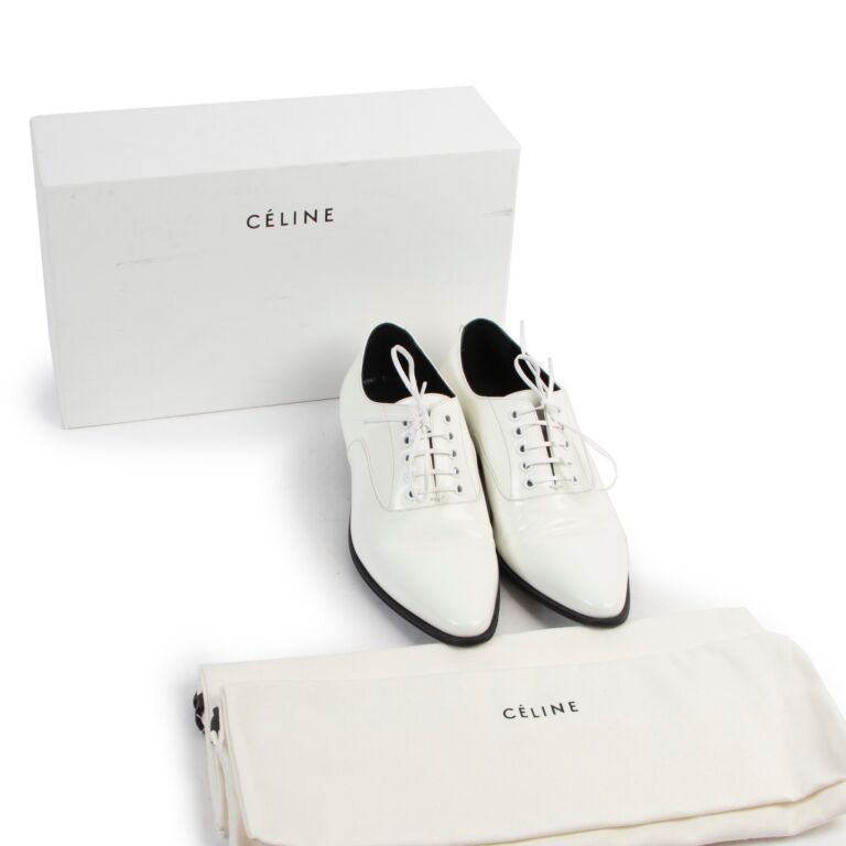 Celine Jacno White Lace-up Flats - Size 38 ○ Labellov ○ Buy and