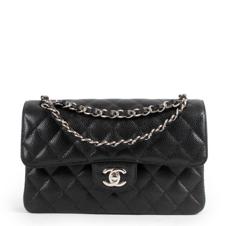Chanel Black Caviar Leather Small Classic Flap Bag Labellov