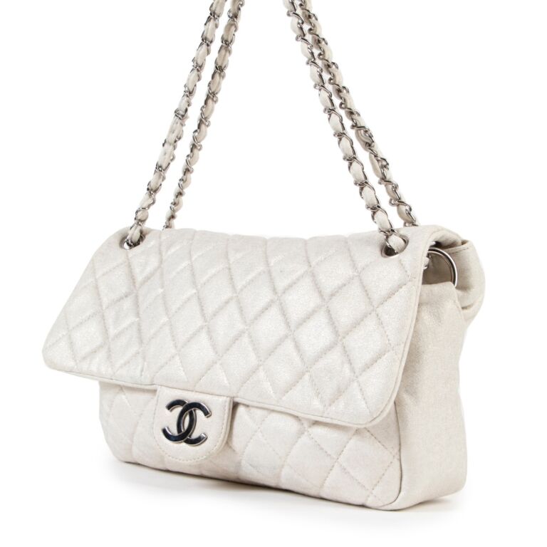 Chanel Shimmer Craie Jersey Classic Flap Bag ○ Labellov ○ Buy and Sell  Authentic Luxury