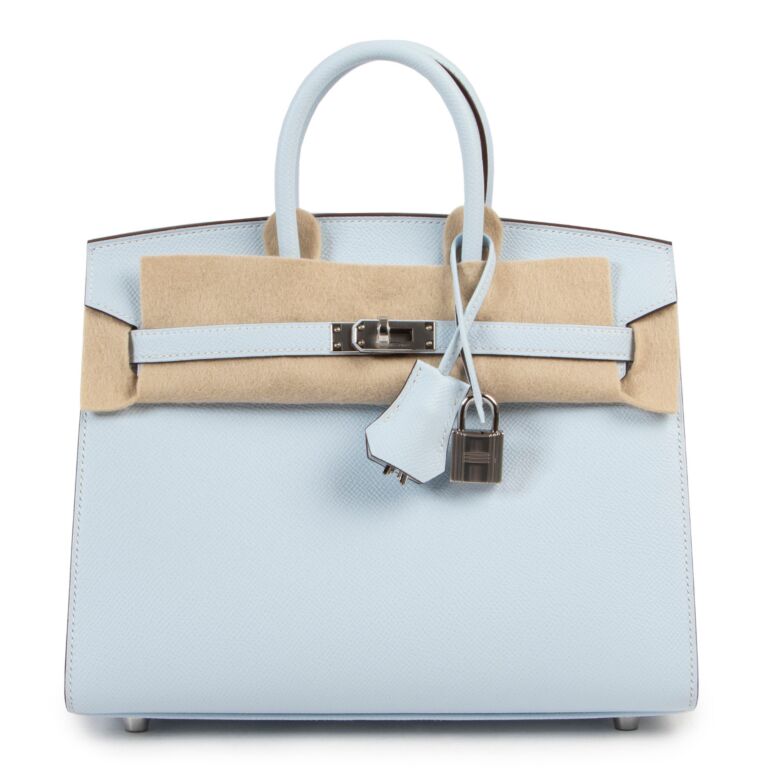 Hermes Birkin 25 Bag in 8u Blue Glacier Epsom Calfskin SHW