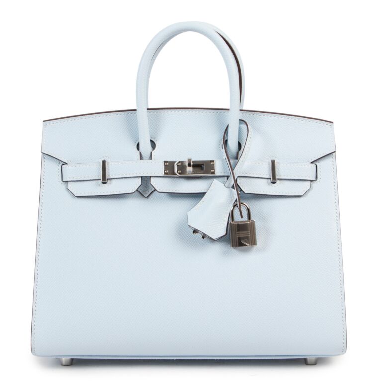 A BLEU BRUME EPSOM LEATHER SELLIER BIRKIN 25 WITH PALLADIUM HARDWARE