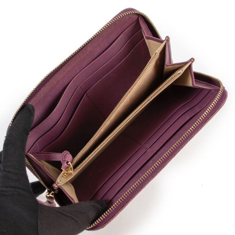 Bottega Veneta Purple Intrecciato Zip-around Wallet ○ Labellov 