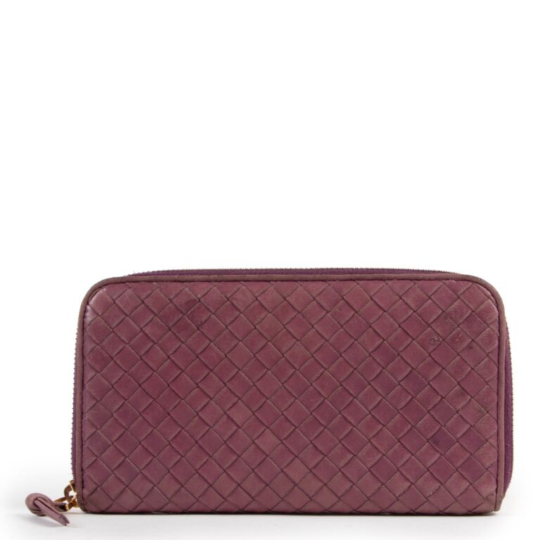 Bottega Veneta Purple Intrecciato Zip-around Wallet