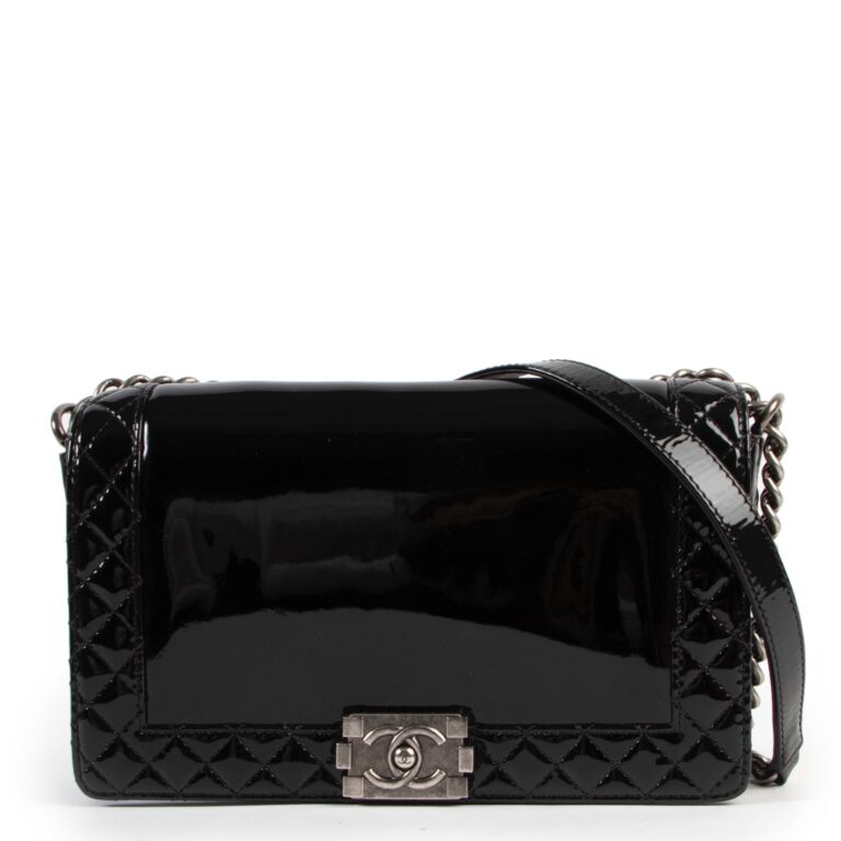 Chanel Patent Leather Large Boy Reverso Bag Labellov Buy and