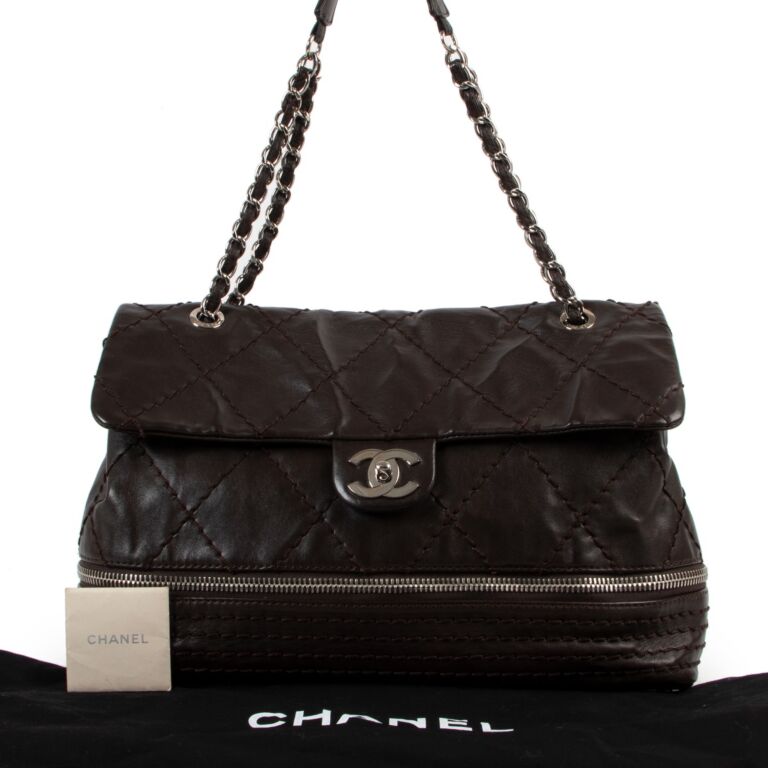 Chanel Brown Ultimate Stitch Expandable Zipper Flap Bag