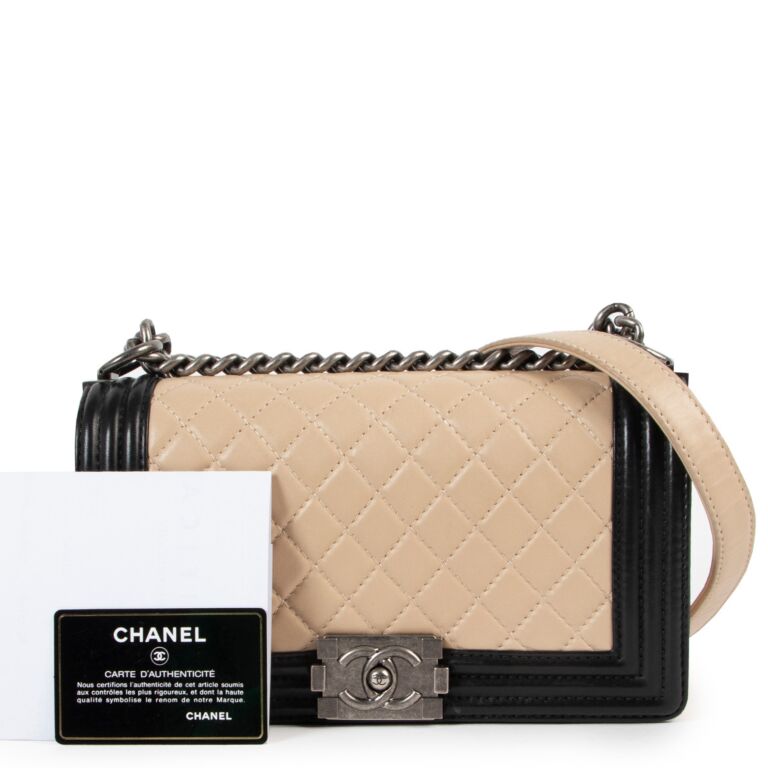 Chanel Two tone Beige Medium Boy Bag Labellov Buy and Sell