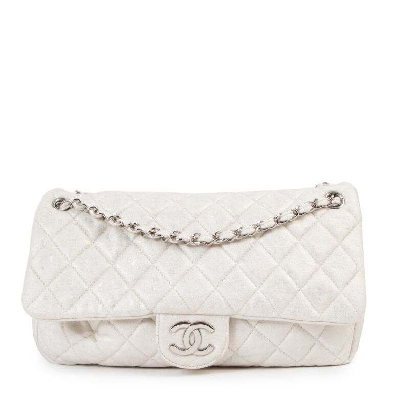Chanel Shimmer Craie Jersey Classic Flap Bag ○ Labellov ○ Buy