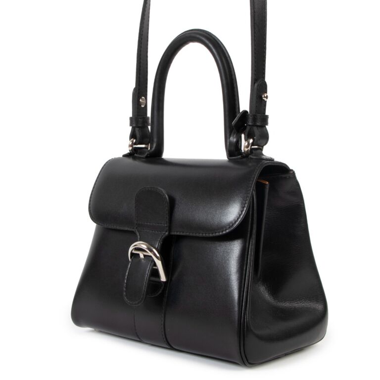 NEW DELVAUX HANDBAG BRILLANT MINI BOX CALF BLK/WHT SS CALFSKIN BLACK