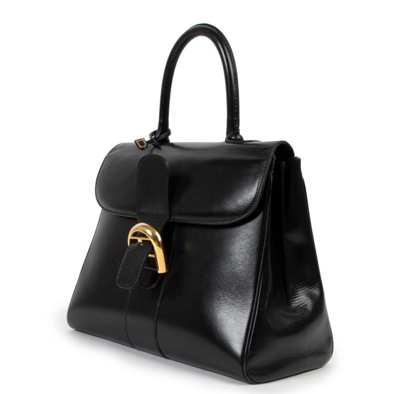 Delvaux Black Brillant MM Polished Leather Handbag Labellov Buy and Sell Authentic Luxury