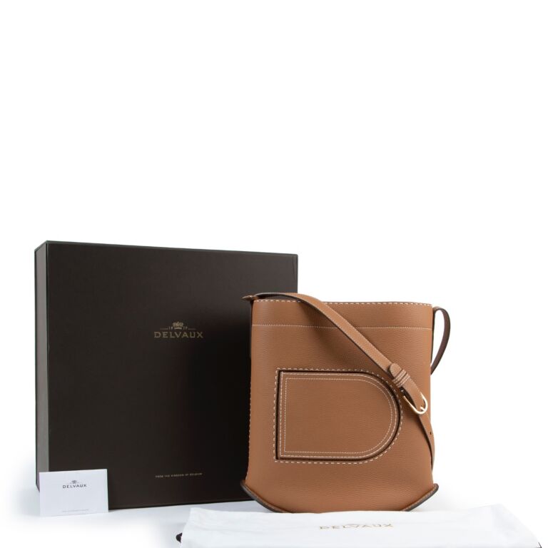 Delvaux Cognac Pin Surpiqué GM Shoulder Bag ○ Labellov ○ Buy and Sell  Authentic Luxury