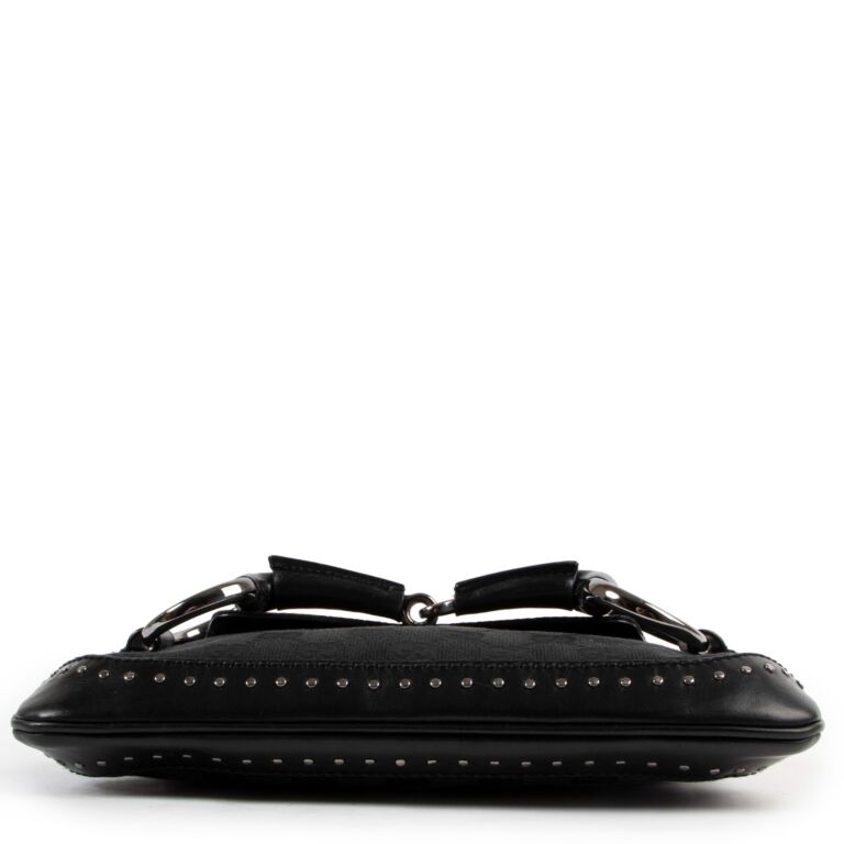 GUCCI-Horsebit-GG-Canvas-Leather-Shoulder-Bag-Black-159402 – dct-ep_vintage  luxury Store