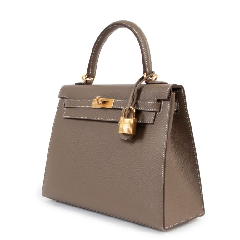 HERMES Epsom Verso Tri-Color Kelly Sellier 25 Etoupe Alezan Biscuit 1242912