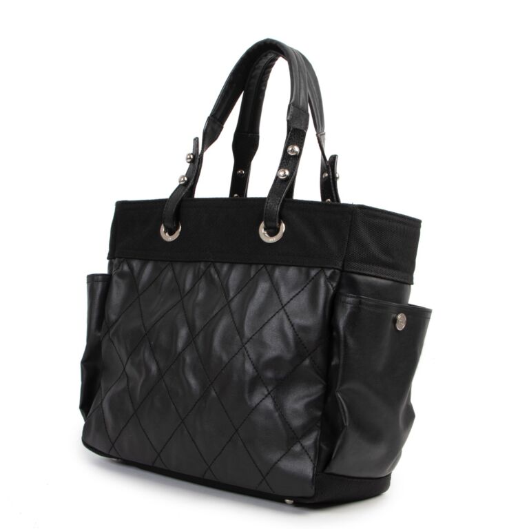 Chanel Black Coated Canvas Paris-Biarritz Shopping Tote Bag