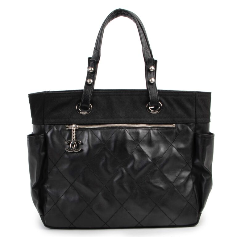 Chanel Black Coated Canvas Paris-Biarritz Shopping Tote Bag