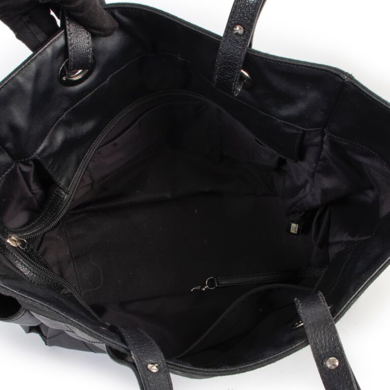 CHANEL Paris Biarritz Tote PM Tote Bag Black Coated Canvas Leather  w/Guarantee