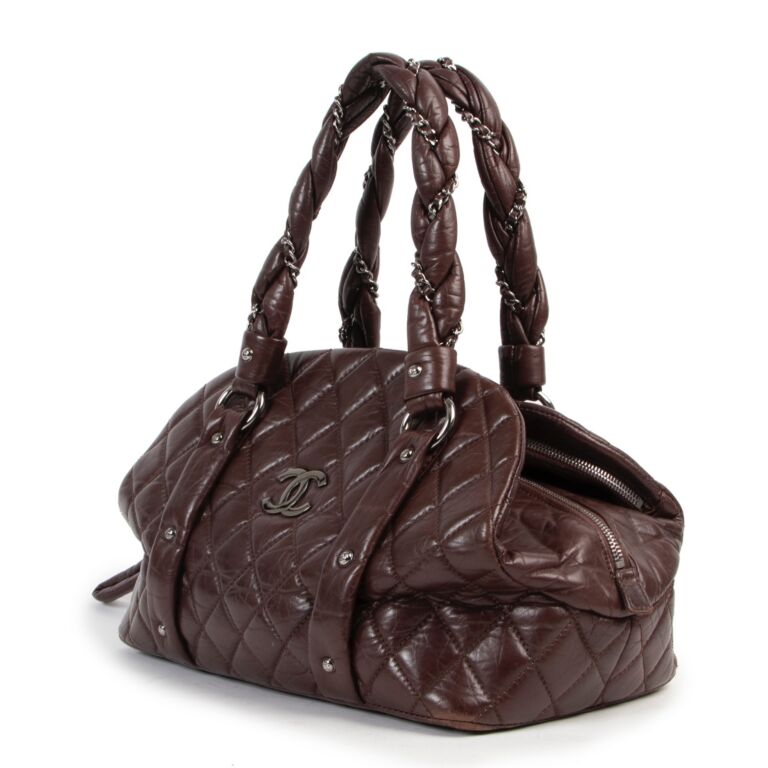 Chanel Burgundy Quilted Leather Lady Braid Bowler Shoulder Bag