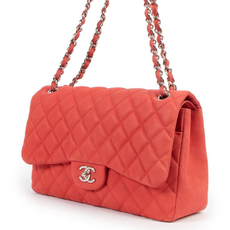 Chanel Pink Matt Caviar Leather Large Classic Flap Bag ○ Labellov