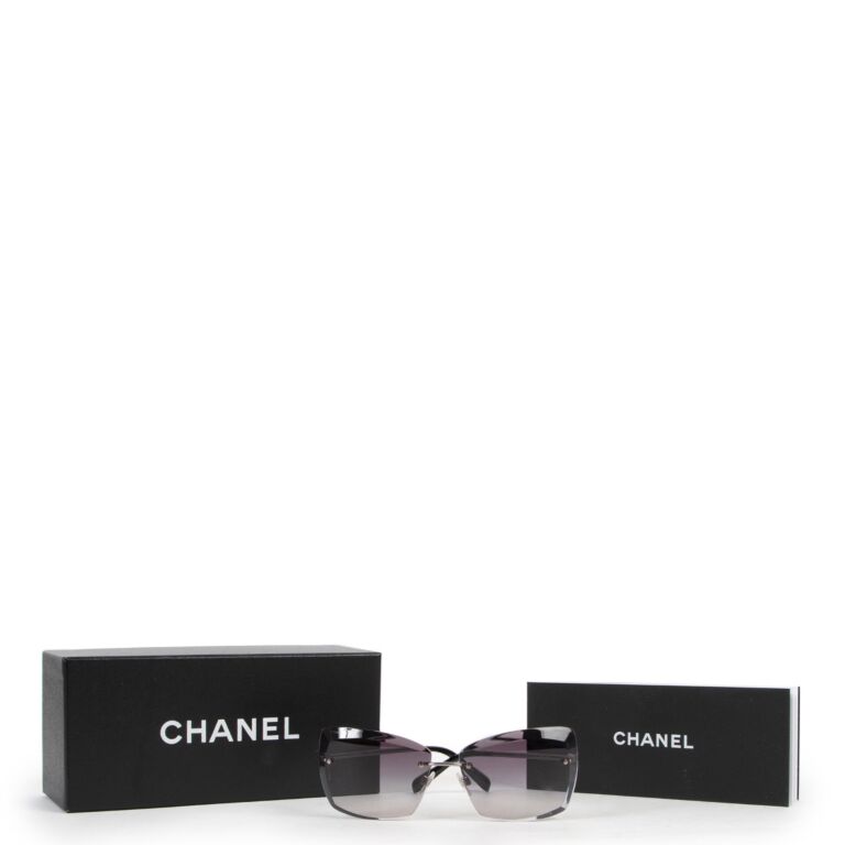 Chanel 4017-D Rimless Sunglasses in Brownish Grey Metal ref.523390