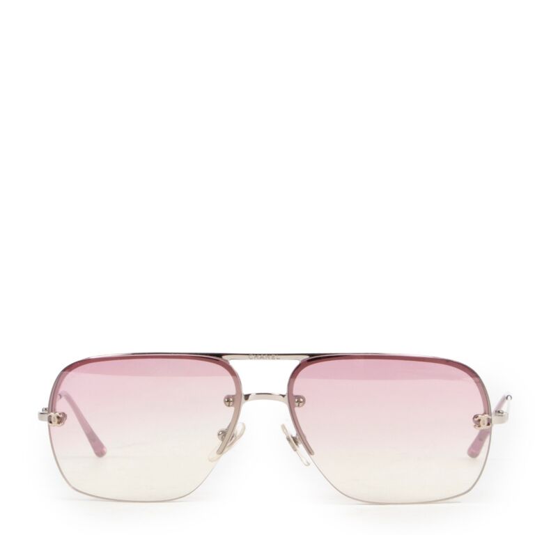 Chanel pink top rimless sunglasses