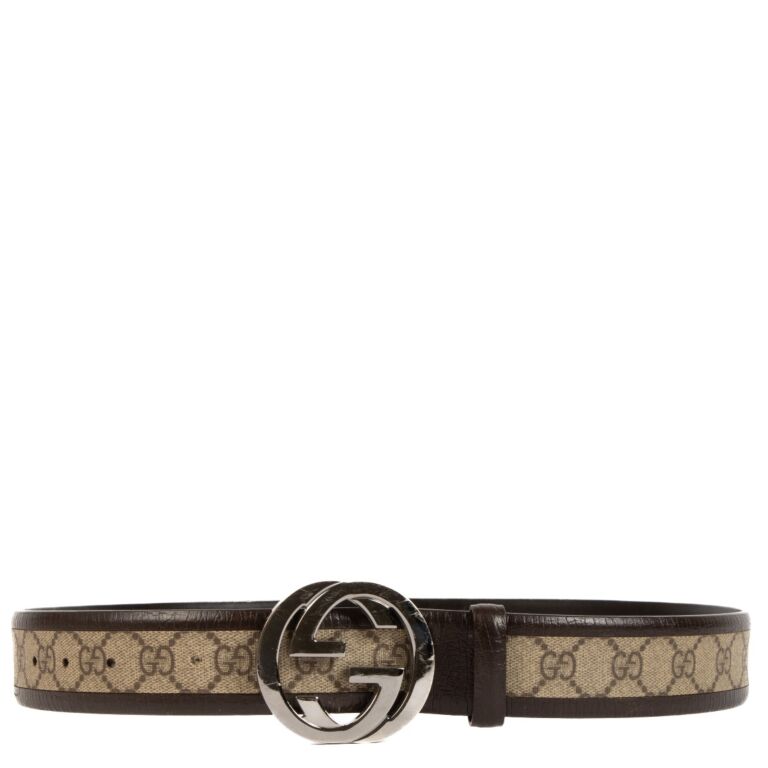 Gucci GG Canvas Leather Belt size 85 Labellov Buy and Sell