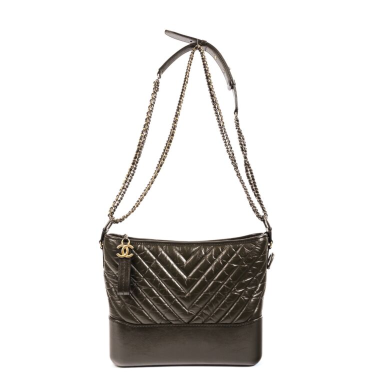 Chanel Calfskin Chevron Small Gabrielle Hobo Iridescent Green Mixed Ha –  Coco Approved Studio