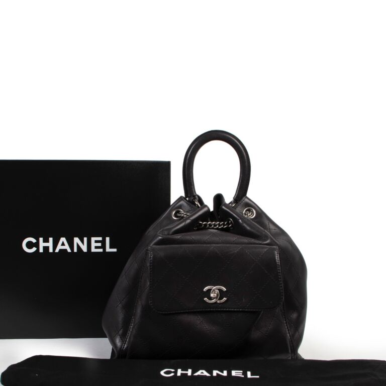 Chanel CC Vintage Drawstring Backpack Black