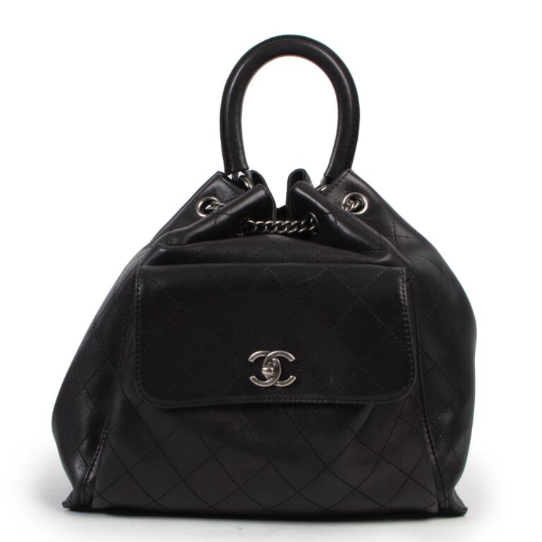 Chanel Black Stitched Leather Urban Luxury Drawstring Backpack ○ Labellov ○  Buy and Sell Authentic Luxury