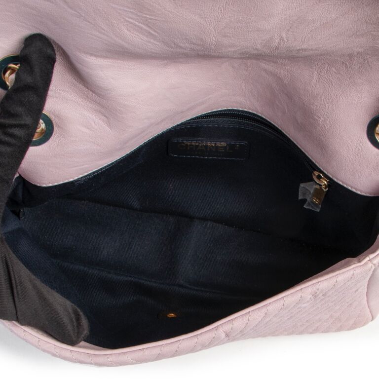 Chanel Lilac Wrinkled Lambskin Medium Flap Shoulder Bag
