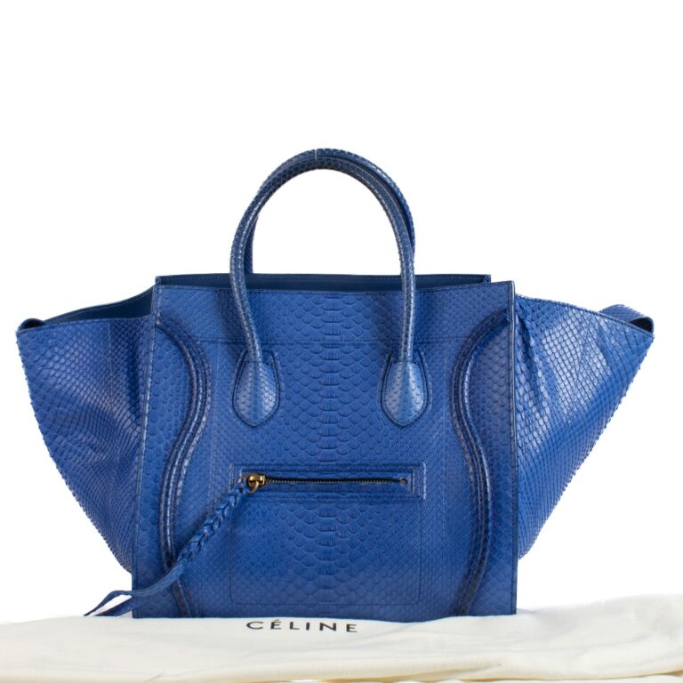 Celine Blue Python Medium Luggage Phantom Bag Labellov Buy and Sell Authentic Luxury