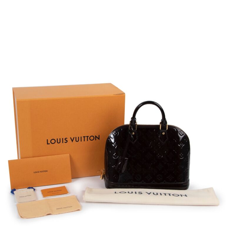 Louis Vuitton Alma Pm Patent Leather Handbag in Black