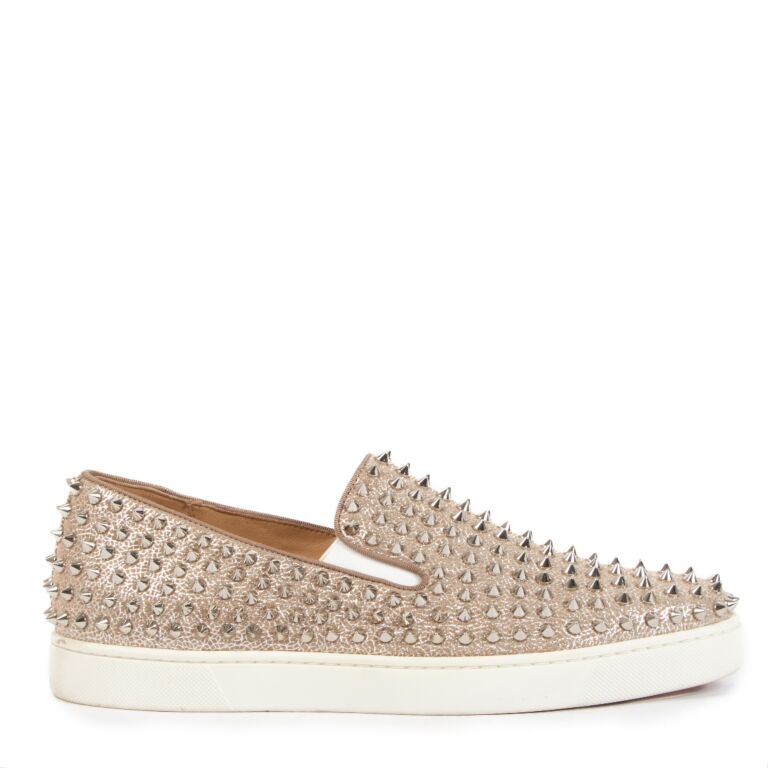 Christian Louboutin Silver Roller Boat Spike Sneakers Size 42 1 2 Labellov Buy and Sell Authentic Luxury