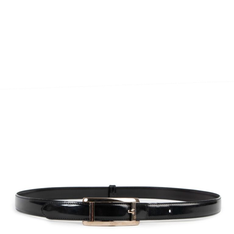 Cartier Vintage Black Patent Leather Belt - Size 75