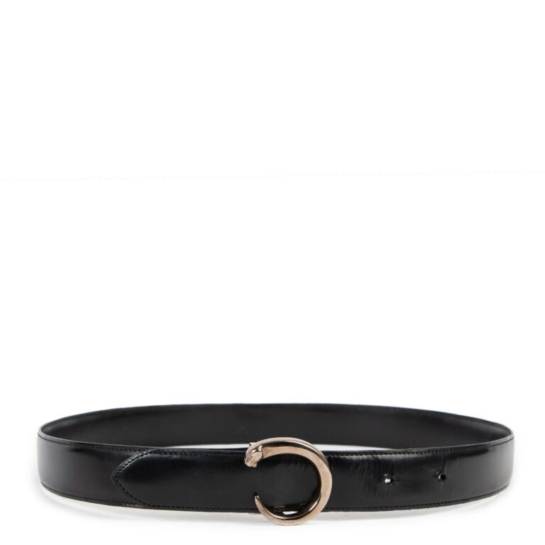 小物 Cartier Panther Belt Leather Black Cartier Black Leather Le Panthère de Cartier Belt - Size 80