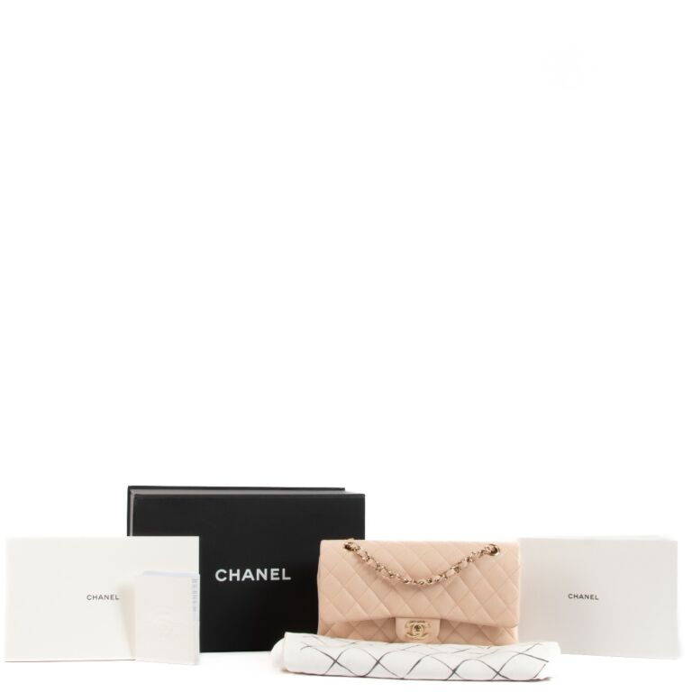 Chanel Light Beige Medium Classic Flap Bag ○ Labellov ○ Buy and