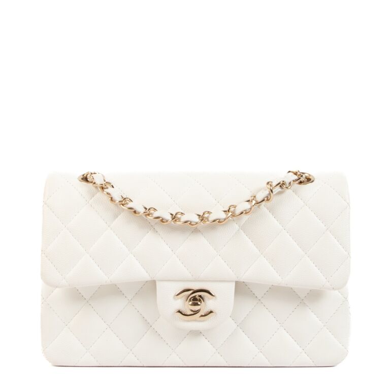 Chanel White Caviar Small Classic Flap Bag Labellov Buy and