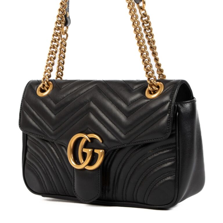 Gucci Black Small Matelass GG Marmont Shoulder Bag Labellov