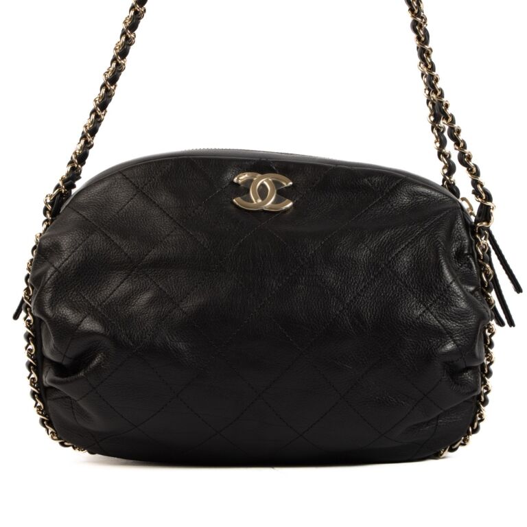Chanel Black Quilted Calfskin Leather Bowling Shoulder Bag