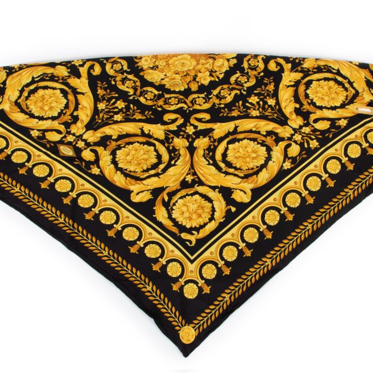 Versace Barocco Print Triangle Silk Scarf ○ Labellov ○ Buy