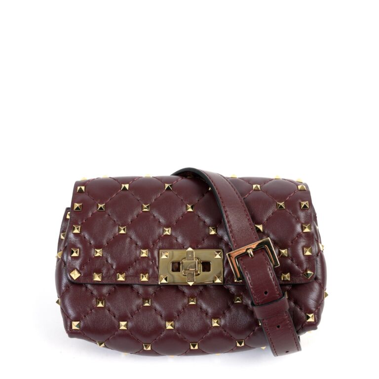 Valentino Garavani Burgundy Mini Rockstud Belt Crossbody Bag Labellov ○ Buy and Sell Authentic Luxury