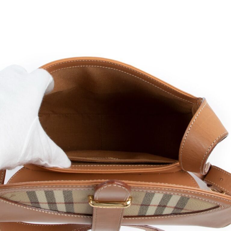 Burberry Vintage Saddle Camel Check Crossbody Bag Labellov