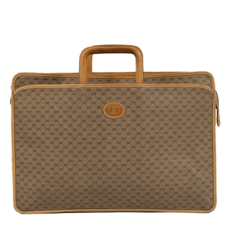 Gucci Micro GG Canvas Vintage Briefcase Labellov Buy and Sell Authentic Luxury
