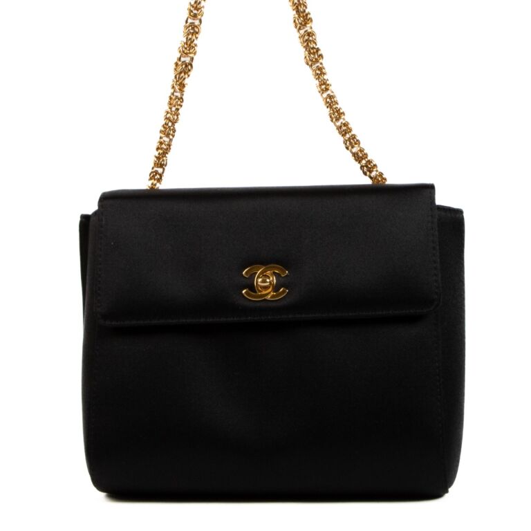 Chanel Black Satin Bijoux Chain Clutch Bag ○ Labellov ○ Buy and