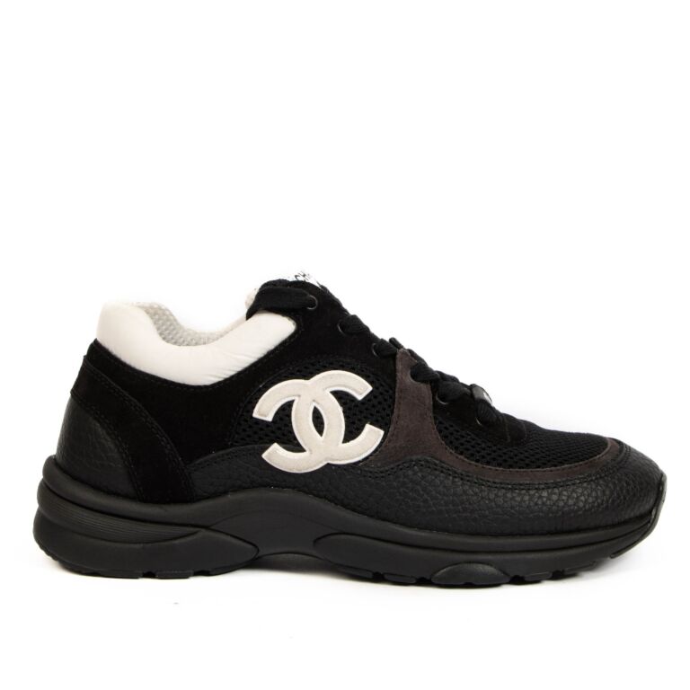 Chanel 22S Black Logo Sneakers size 37.5 Labellov Buy and Sell Authentic Luxury