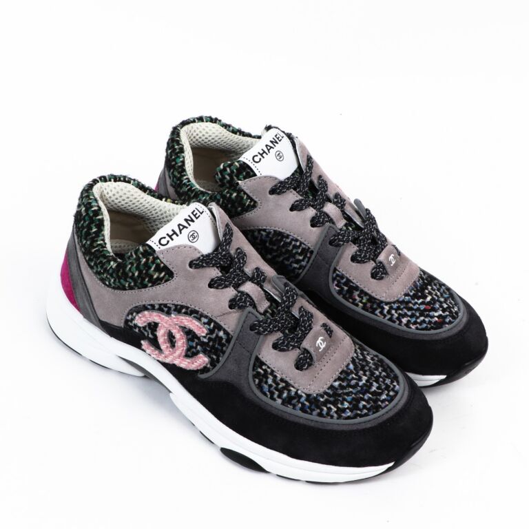 NEW Chanel Tweed CC Logo Runway Trainers Tennis Sneakers Flat 41  eBay