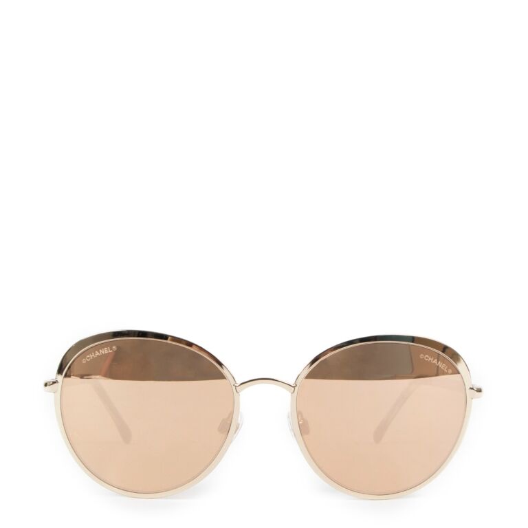 Chanel gold store round sunglasses