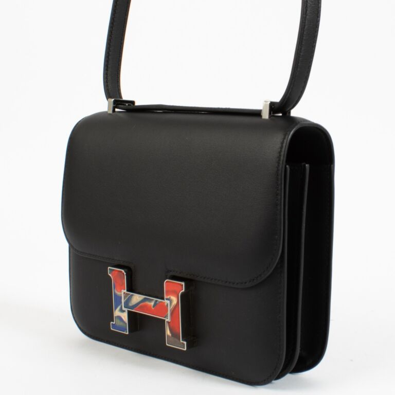 Hermès Constance Mini Marble Lock Black Swift PHW ○ Labellov