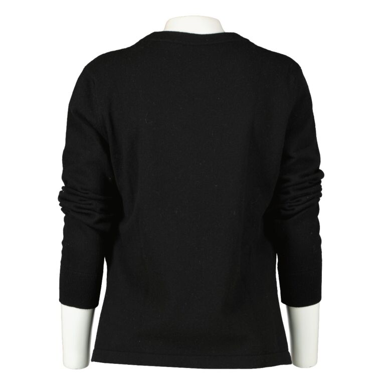 Chanel Fall Winter 2020 Black Gold CC Cashmere Sweater Size FR38